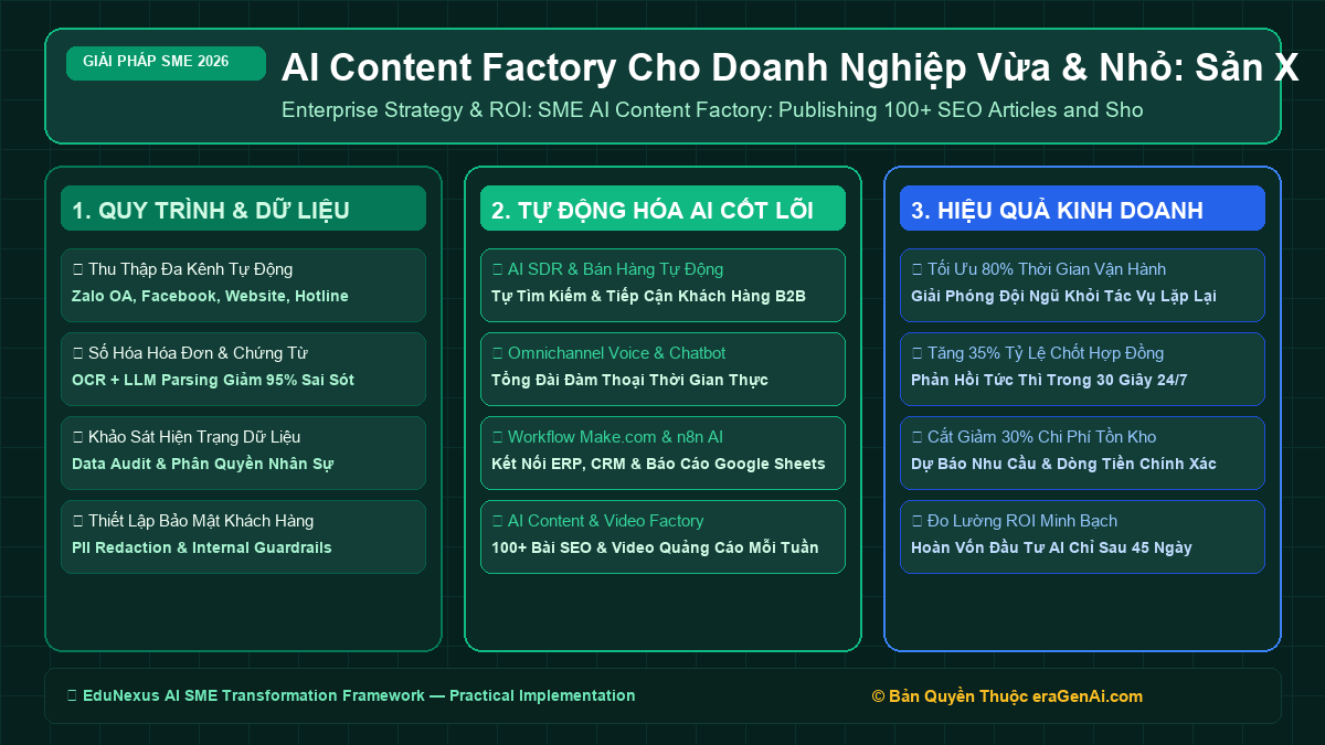 AI Content Factory Cho Doanh Nghiệp Vừa & Nhỏ: Sản Xuất 100+ Bài Viết Chuẩn SEO & Video Ngắn Mỗi Tuần