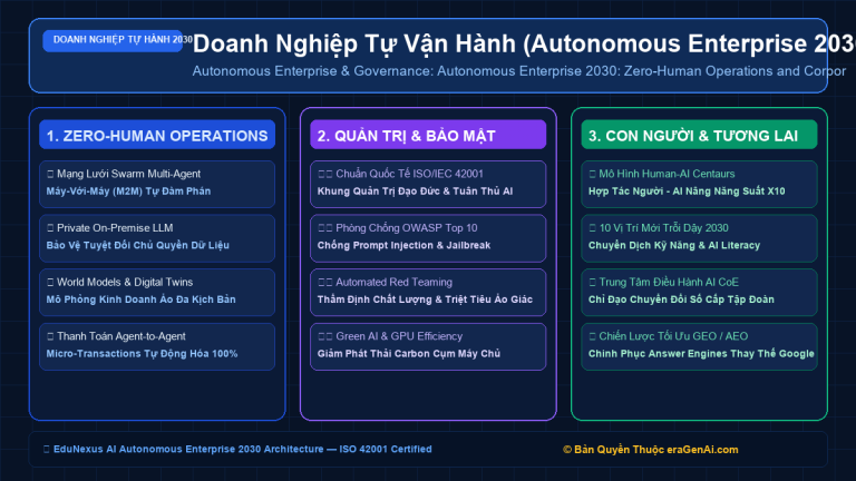 Doanh Nghiệp Tự Vận Hành (Autonomous Enterprise 2030): Cấu Trúc Zero-Human Operations & Tương Lai Doanh Trí