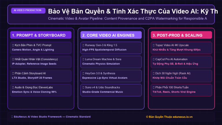 Bảo Vệ Bản Quyền & Tính Xác Thực Của Video AI: Kỹ Thuật Gắn Thủy Vân Số C2PA & Phòng Ngừa Rủi Ro Deepfake