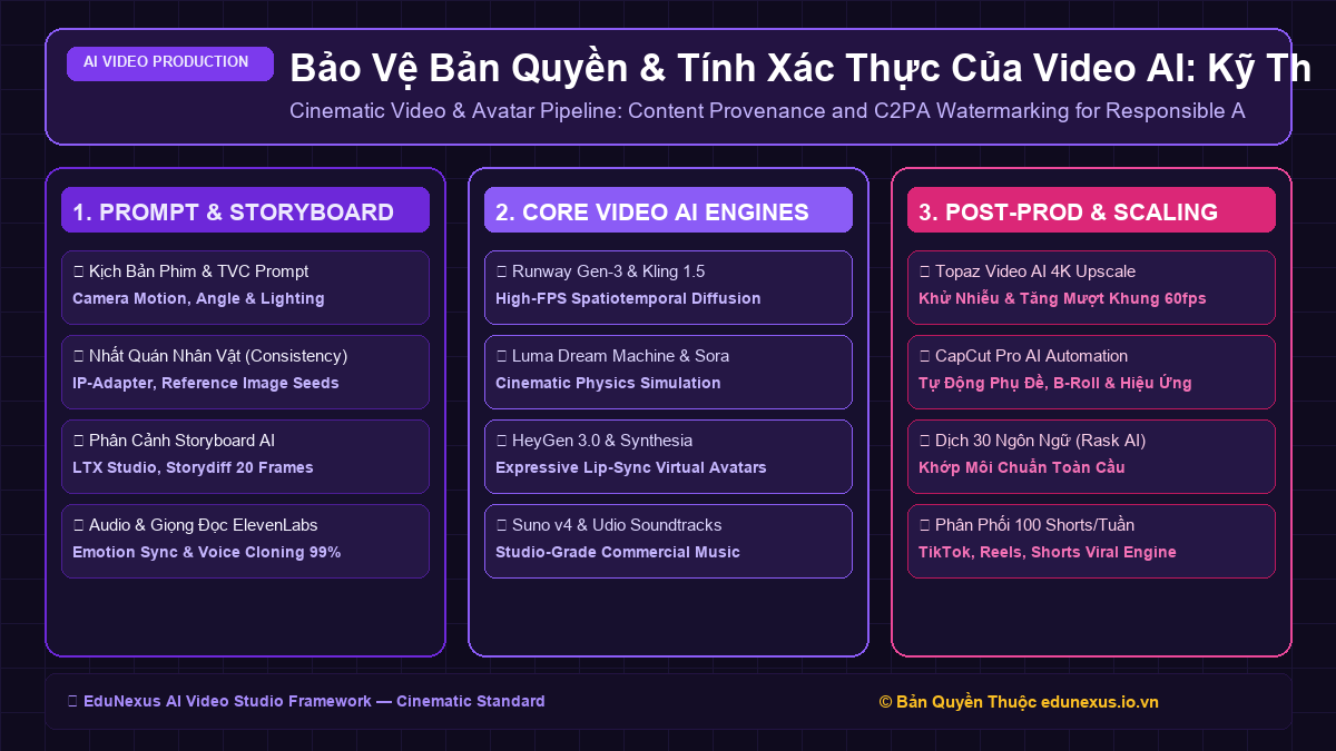 Bảo Vệ Bản Quyền & Tính Xác Thực Của Video AI: Kỹ Thuật Gắn Thủy Vân Số C2PA & Phòng Ngừa Rủi Ro Deepfake