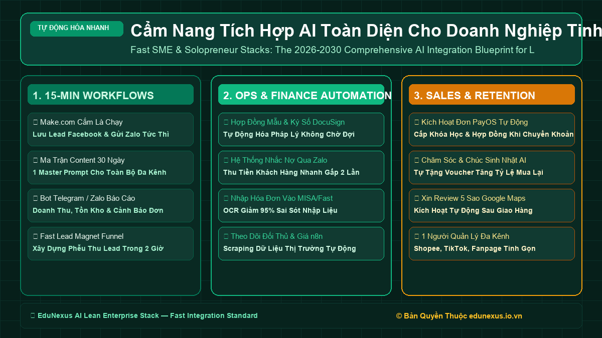 Cẩm Nang Tích Hợp AI Toàn Diện Cho Doanh Nghiệp Tinh Gọn 2026 - 2030: Từ Tư Duy Đến Thực Thi Không Rủi Ro