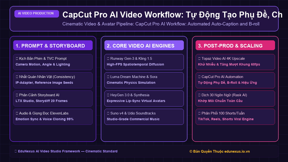 CapCut Pro AI Video Workflow: Tự Động Tạo Phụ Đề, Chèn B-roll & Cắt Ghép Tự Động Trong 3 Phút