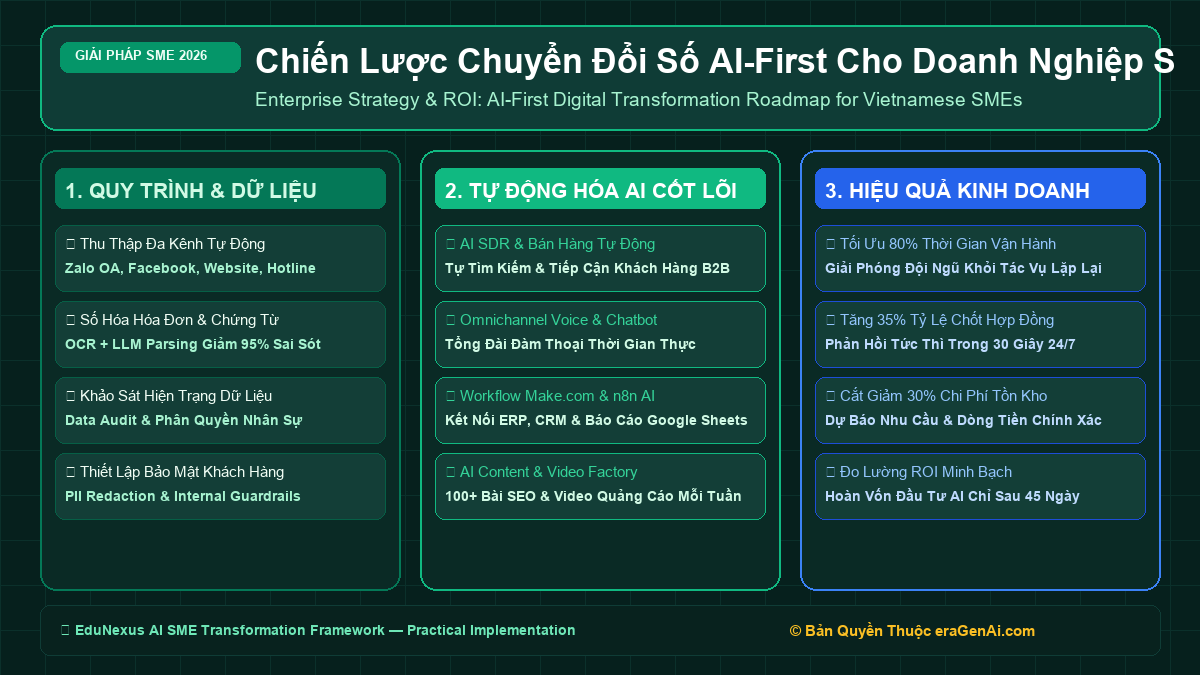 Chiến Lược Chuyển Đổi Số AI-First Cho Doanh Nghiệp SME Việt Nam: Lộ Trình 4 Giai Đoạn Từ 0 Đến Tự Động Hóa