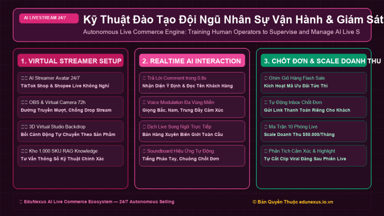 Kỹ Thuật Đào Tạo Đội Ngũ Nhân Sự Vận Hành & Giám Sát Hệ Thống AI Livestream Trong 3 Ngày