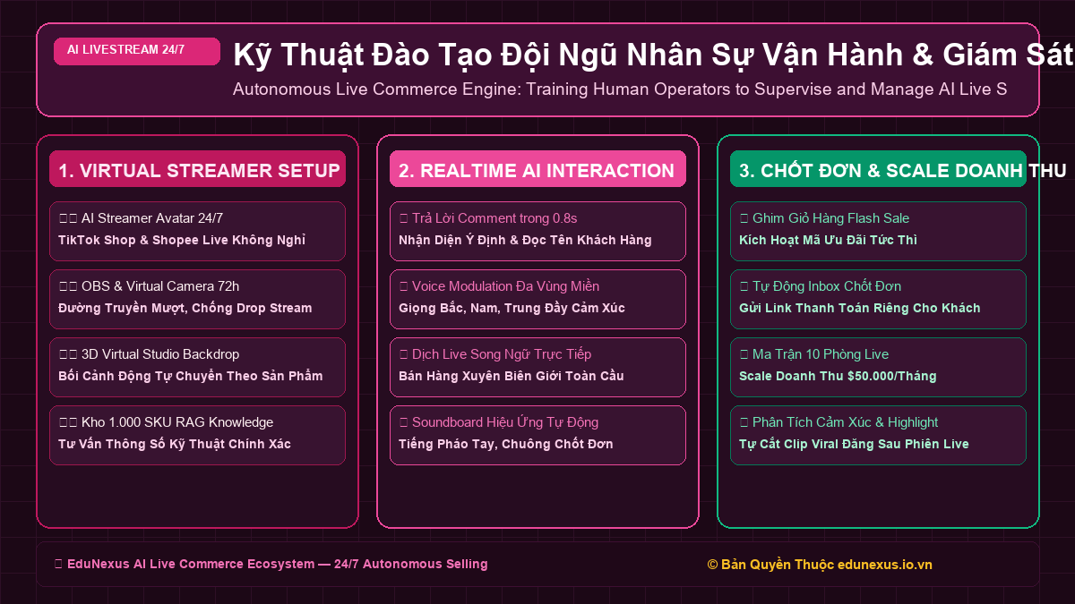 Kỹ Thuật Đào Tạo Đội Ngũ Nhân Sự Vận Hành & Giám Sát Hệ Thống AI Livestream Trong 3 Ngày