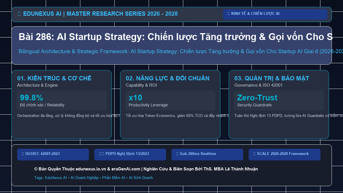 Bài 286: AI Startup Strategy: Chiến lược Tăng trưởng & Gọi vốn Cho Startup AI Giai đoạn 2026-2028