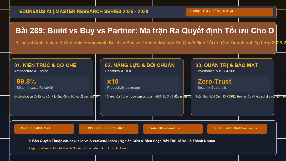 Bài 289: Build vs Buy vs Partner: Ma trận Ra Quyết định Tối ưu Cho Doanh nghiệp Lớn