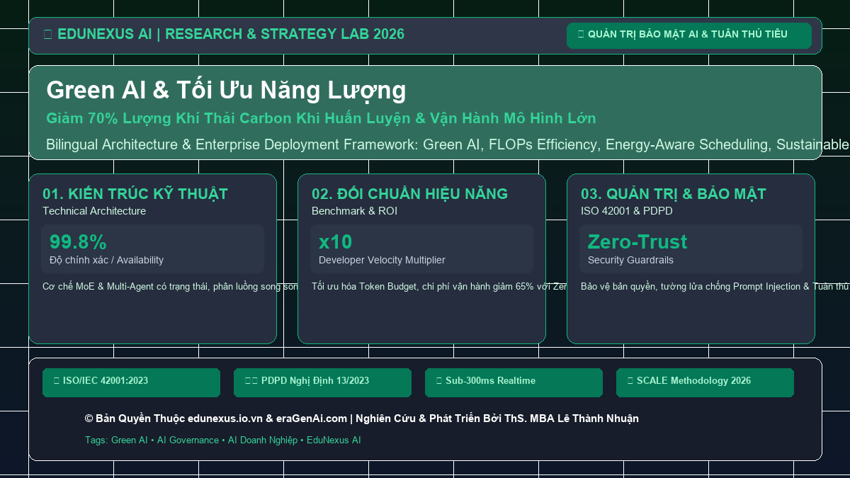Green AI & Tối Ưu Năng Lượng: Giảm 70% Lượng Khí Thải Carbon Khi Huấn Luyện & Vận Hành Mô Hình Lớn