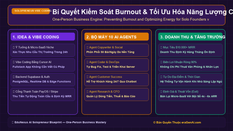 Bí Quyết Kiểm Soát Burnout & Tối Ưu Hóa Năng Lượng Cho Nhà Sáng Lập 1 Người Nhờ Giao Việc Cho AI