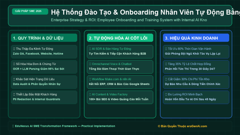 Hệ Thống Đào Tạo & Onboarding Nhân Viên Tự Động Bằng AI Knowledge Base Riêng Của Công Ty