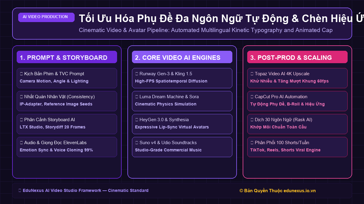 Tối Ưu Hóa Phụ Đề Đa Ngôn Ngữ Tự Động & Chèn Hiệu Ứng Chữ Động (Kinetic Typography) Hút Người Xem