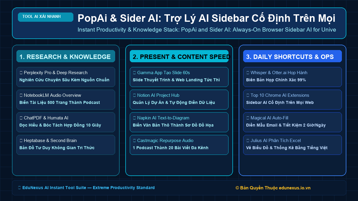 PopAi & Sider AI: Trợ Lý AI Sidebar Cố Định Trên Mọi Trang Web Giải Quyết Mọi Tác Vụ Tức Thì