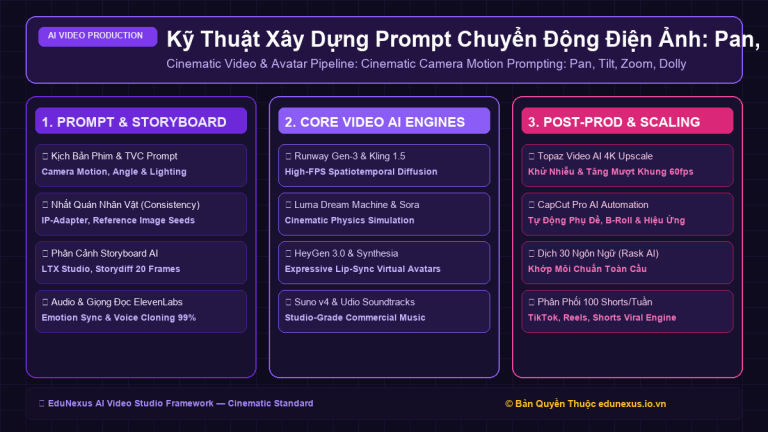 Kỹ Thuật Xây Dựng Prompt Chuyển Động Điện Ảnh: Pan, Tilt, Zoom, Dolly & Tracking Shot Chuẩn Xác 100%