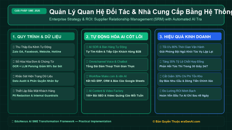 Quản Lý Quan Hệ Đối Tác & Nhà Cung Cấp Bằng Hệ Thống Theo Dõi Tự Động Hóa AI SRM