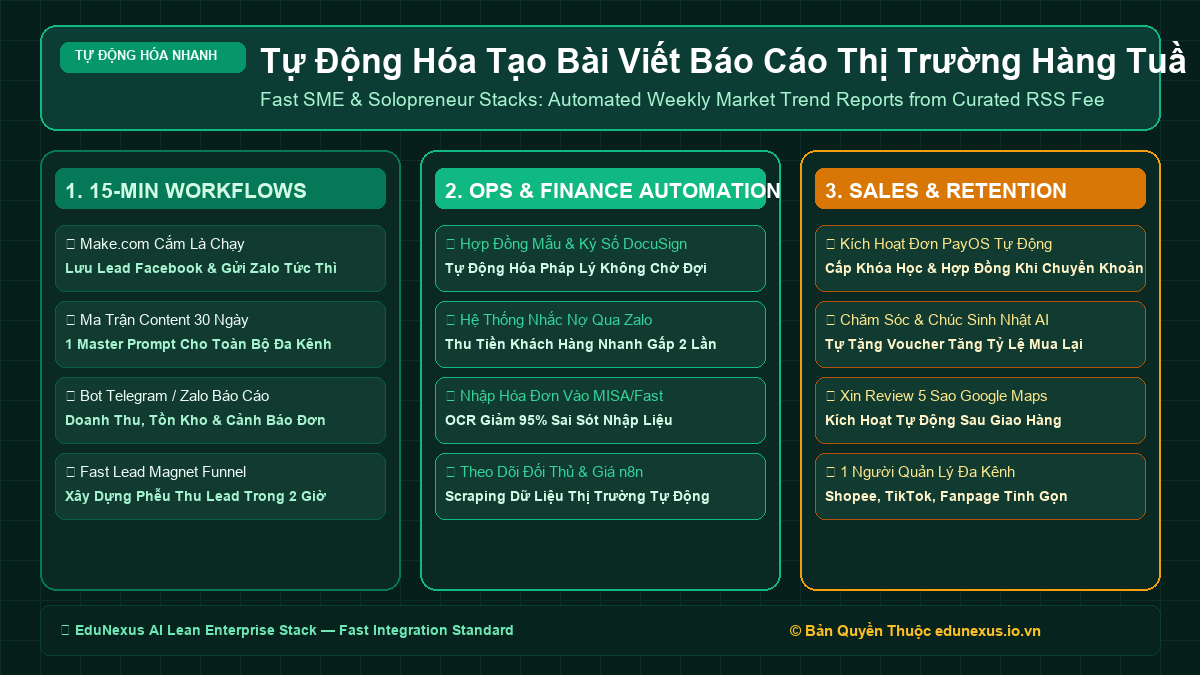 Tự Động Hóa Tạo Bài Viết Báo Cáo Thị Trường Hàng Tuần Từ Dữ Liệu RSS Feeds & Google Alerts Bằng AI
