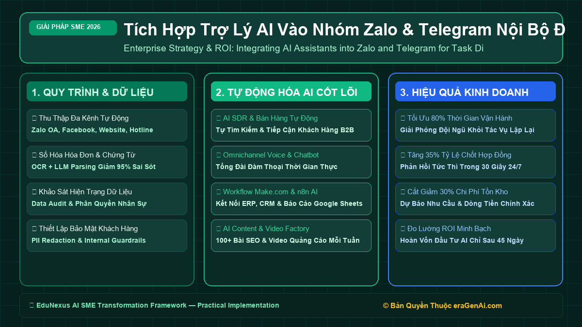 Tích Hợp Trợ Lý AI Vào Nhóm Zalo & Telegram Nội Bộ Để Tự Động Giao Việc & Nhắc Hạn Dự Án