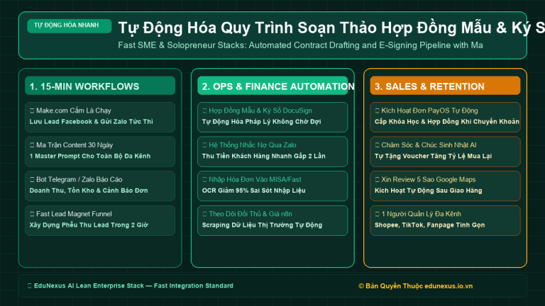 Tự Động Hóa Quy Trình Soạn Thảo Hợp Đồng Mẫu & Ký Số Trực Tuyến Bằng Make.com + DocuSign / SignNow