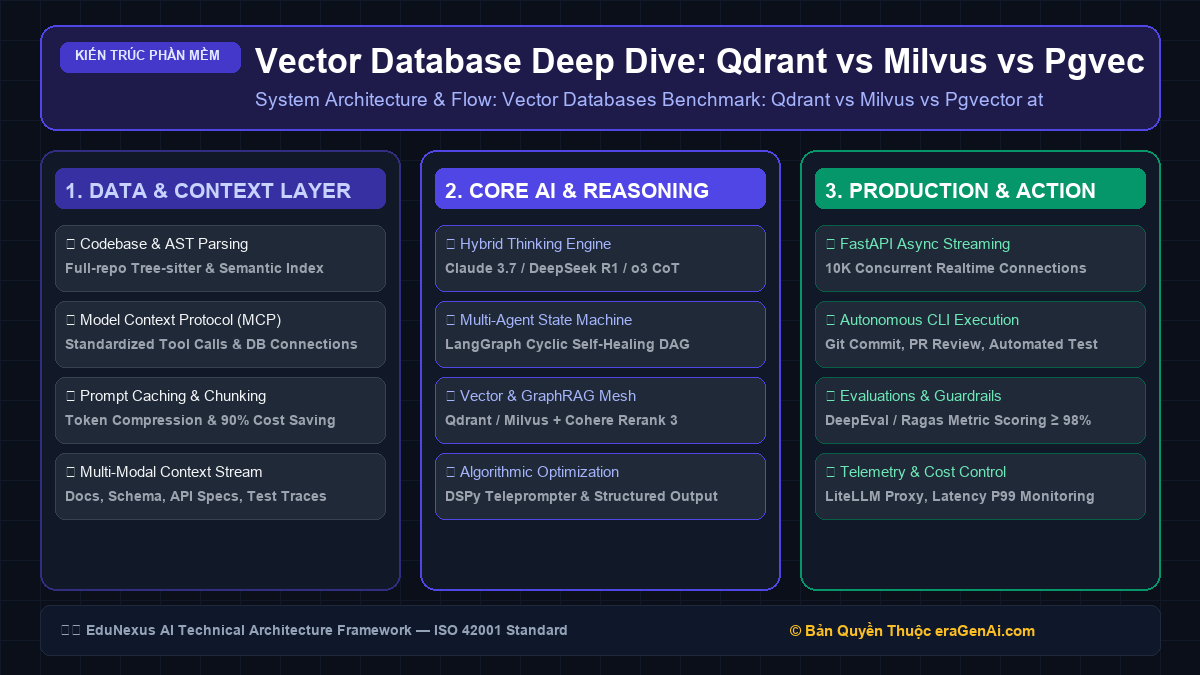 Vector Database Deep Dive: Qdrant vs Milvus vs Pgvector: Benchmark Tốc Độ, Bộ Nhớ & Khả Năng Scale 100M Vectors