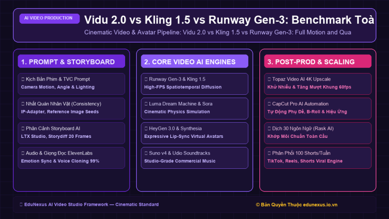 Vidu 2.0 vs Kling 1.5 vs Runway Gen-3: Benchmark Toàn Diện Về Độ Mượt, Tốc Độ & Chi Phí 2026
