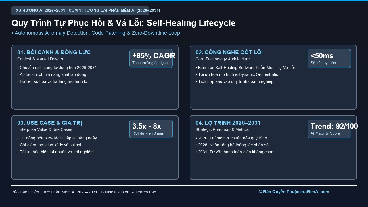 Self-Healing Software: Phần Mềm Tự Phát Hiện Lỗi, Tự Vá Mã Nguồn và Tự Tối Ưu