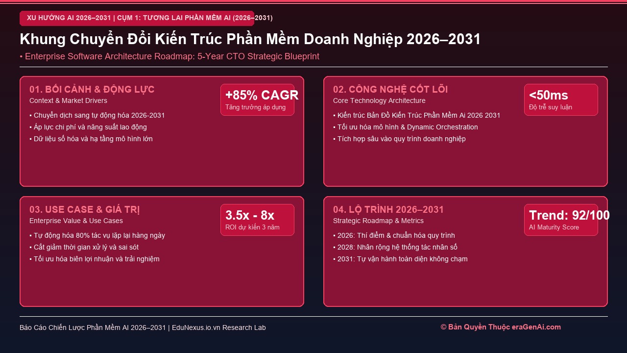 Bản Đồ Kiến Trúc Phần Mềm Doanh Nghiệp 2026–2031: Khung Chuyển Đổi Cho CTO và CIO