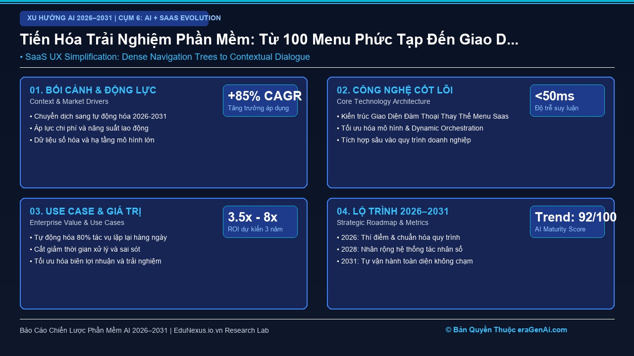 Tái Cấu Trúc Trải Nghiệm SaaS: Khi AI Loại Bỏ Hàng Chục Menu Phức Tạp Bằng Giao Diện Đàm Thoại