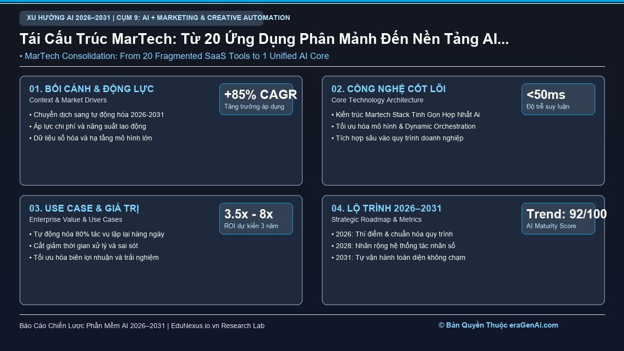 MarTech Stack Tinh Gọn 2028: Hợp Nhất 20 Công Cụ Rời Rạc Thành Một Hệ Thống AI Thống Nhất