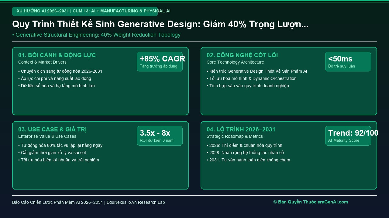 Generative Design Trong Thiết Kế Sản Phẩm: Tạo Hàng Trăm Bản Vẽ Kỹ Thuật Tối Ưu Trọng Lượng